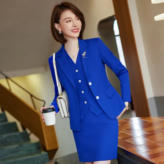 【米蘭精品】現貨+預購 西裝套裝三件套(外套馬甲長褲/短裙女職業西裝8款74ct24)