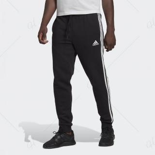 【adidas 愛迪達】長褲 男款 運動褲 亞規 ESSENTIALS 3-STRIPES 黑 HL6880