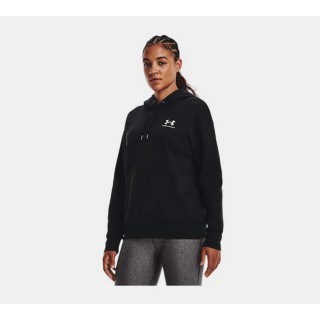 【UNDER ARMOUR】Essential Fleece 連帽長袖套頭衫 女 連帽上衣 黑(1373033-001)