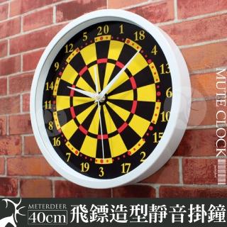 【METER DEER 米鹿】40公分臺灣製有框靜音掃秒機芯美式飛鏢標靶造型鐵框時鐘(靜音時鐘 牆面裝飾 掛鐘)