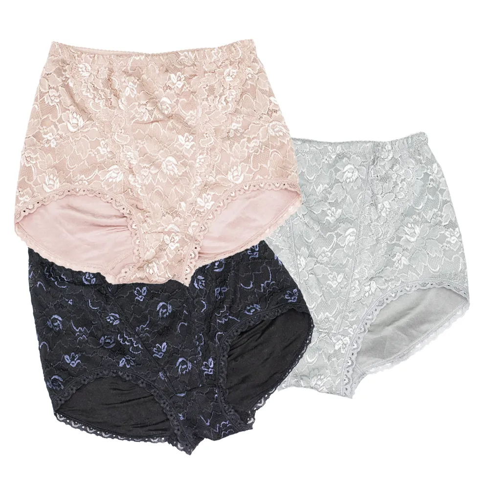 【VERTEX】3件組-透膚輕體雕蠶絲經典塑身內褲(黑色/灰色/粉色)