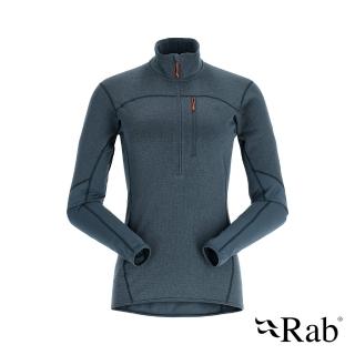 【RAB】Ascendor Pull-On Wmns 保暖半拉鍊長袖排汗衣 女款 獵戶藍 #QFF45