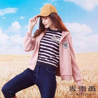 【MYVEGA 麥雪爾】徽章圖案連帽拉鍊外套-粉