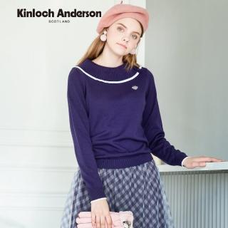 【Kinloch Anderson】浪漫翻領下擺網紗針織洋裝 金安德森女裝(KA0969047 暗紫)