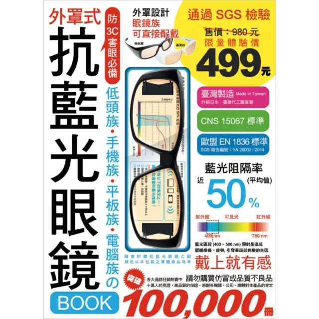 抗藍光眼鏡 BOOK（黑）－ 低頭族•手機族•平板族•電腦族 防 3C 害眼必備！