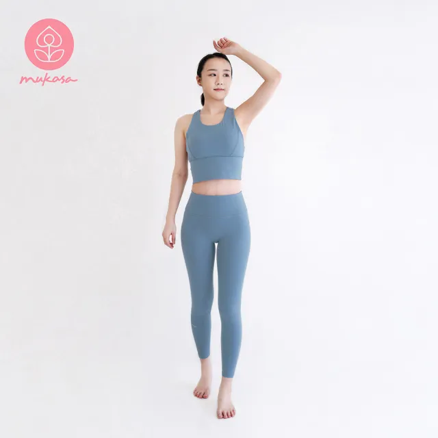 【Mukasa 慕卡莎】DURABLE 提臀美形瑜珈褲 - 霧霾藍 - MUK-22931(瑜珈褲、運動褲、九分褲)