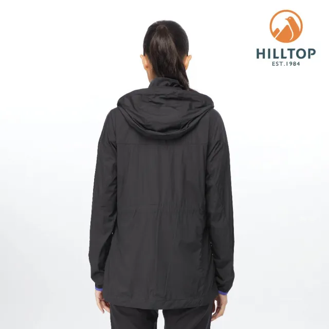 【Hilltop 山頂鳥】Protective Functional 女款撞色拉鍊輕量超潑水彈性抗UV外套 PS02XFE5 黑