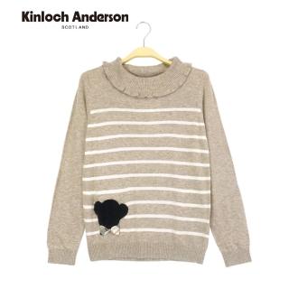 【Kinloch Anderson】金安德森女裝 翻領條紋熊頭針織(卡其)