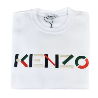 【KENZO】KENZO彩色刺繡LOGO字母設計純棉長袖大學T恤(女裝/白)