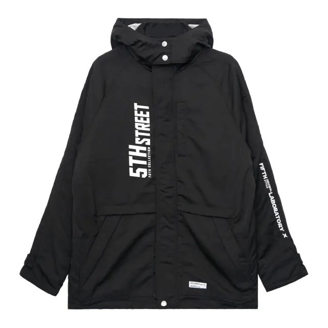 【5th STREET】男拉克蘭袖反光鋪棉外套-黑色