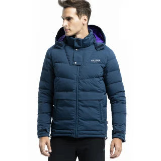 【Hilltop 山頂鳥】男款超潑水保暖蓄熱羽絨短大衣F22MZ1藍
