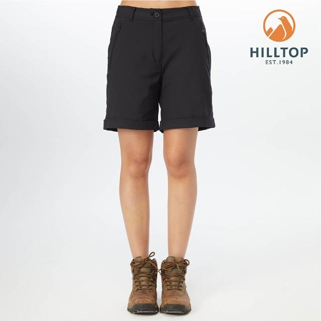 【Hilltop 山頂鳥】Advanture Outdoor Shorts 女款戶外休閒吸濕快乾彈性短褲 PS09XF72 黑