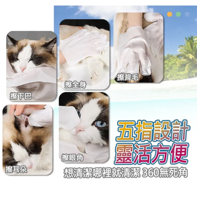 【LIKE PET】寵物SPA按摩洗澡手套 6入*3包(清潔除臭抗菌免洗濕巾 貓狗適用)