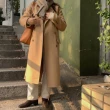 【巴黎精品】毛呢大衣羊毛外套(寬鬆通勤雙排扣長版女外套3色p1aq39)