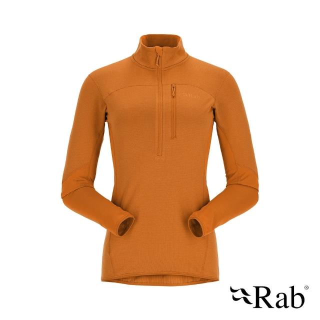 【RAB】Ascendor Pull-On Wmns 保暖半拉鍊長袖排汗衣 女款 橙橘 #QFF45