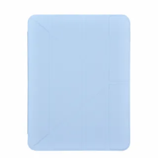 【DEVIA】iPad 10 10.9吋多角摺疊Nappa皮革保護套-藍色(TPU霧面半透明軟底殼)