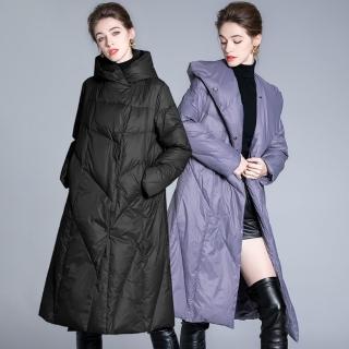 【巴黎精品】現貨+預購 真羽絨90%白鴨絨羽絨外套羽絨衣夾克(保暖連帽寬鬆過膝加厚女外套2色p1au25)