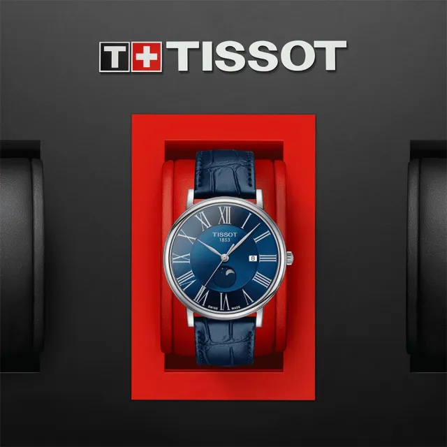 【TISSOT 天梭 官方授權】CARSON 羅馬數字月相錶 對錶-40+32mm 情人節禮物(T1224231604300/T1222231635300)