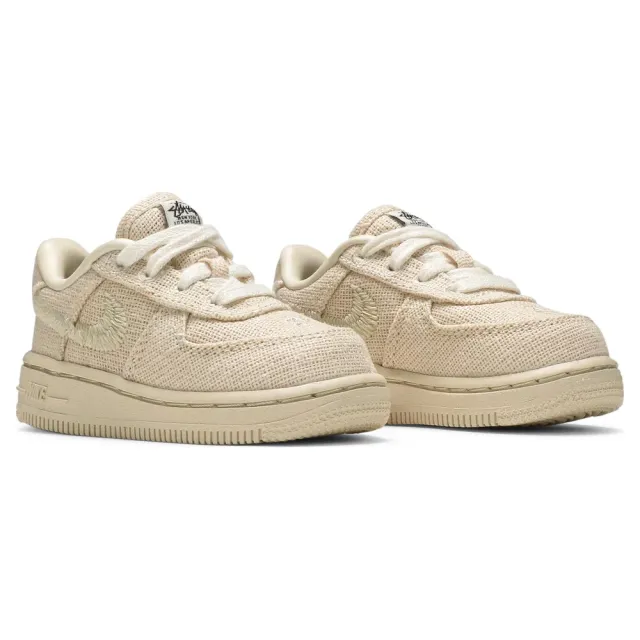 NIKE 耐吉】Stussy x Air Force 1 Low Fossil PS TD 小童中童亞麻奶油