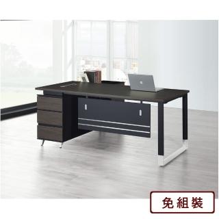 【AS雅司設計】AS-克雷格6尺L型黑色辦公桌+側櫃-桌子:180x80x76cm 側櫃160x40x67cm