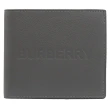 【BURBERRY 巴寶莉】經典品牌烙印LOGO小牛皮雙層8卡短夾(鐵灰)