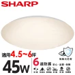 【SHARP 夏普】2入組 45W 適用4.5-6坪 高光效LED 漩悅 吸頂燈 天花板燈(日本監製 白光/自然光/黃光)