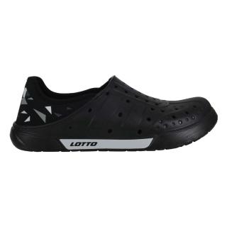 【LOTTO】男SALINA輕量洞洞鞋-臺灣製 海邊 排水 水陸鞋 懶人鞋 走路鞋 黑灰(LT2AMS6910)