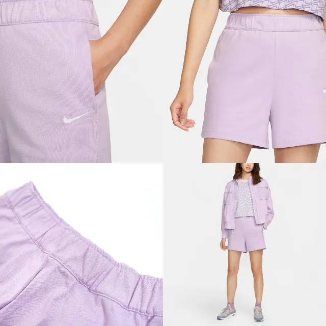 【NIKE 耐吉】短褲 NSW JRSY Shorts 女款 紫粉 休閒 小Logo 重磅 褲子(DM6729-530)