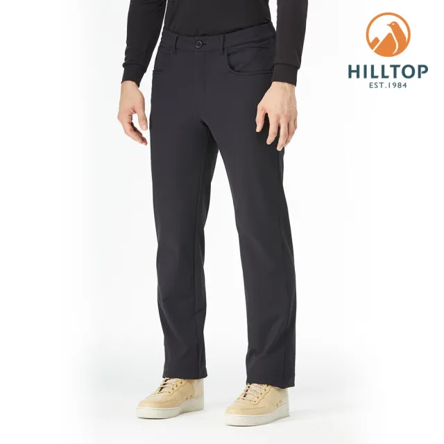 【Hilltop 山頂鳥】男款超潑水彈性保暖長褲 H31MM1 黑