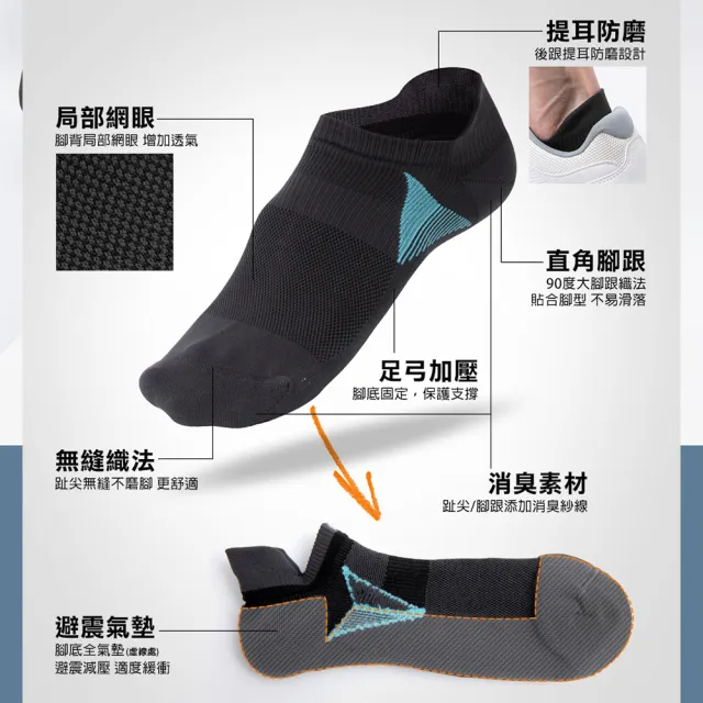 【蒂巴蕾】瞬吸快乾消臭氣墊襪 M號-L號 厚底襪(毛巾底 除臭襪 無縫 機能襪 提耳防磨 台灣製)