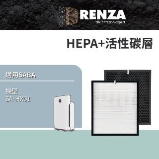 【RENZA】適用SABA SA-HX01 SAHX01 HX01 PM2.5顯示抗敏空氣清淨機(HEPA濾網+活性碳濾網 濾芯)