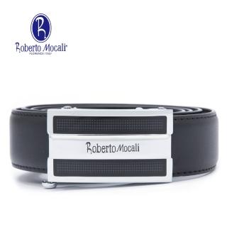 【Roberto Mocali】自動扣牛皮皮帶 RM-8103BKF(黑)