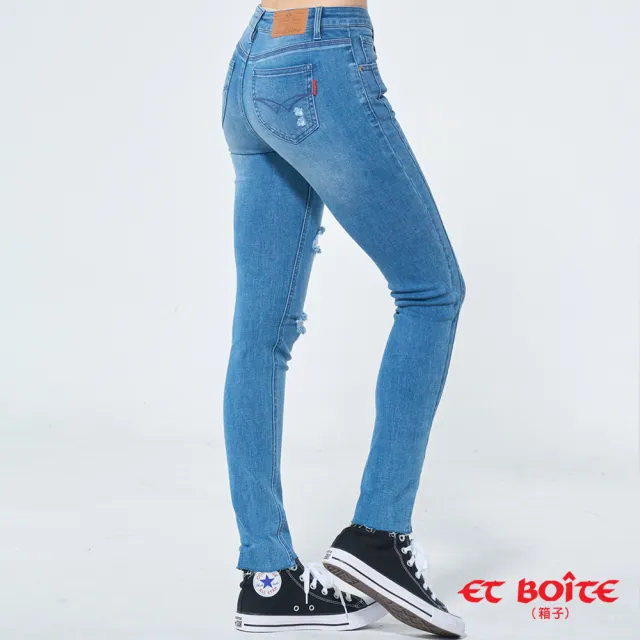 【BLUE WAY】女裝 骨感修身中腰丹寧 九分窄直褲 牛仔褲-ETBOiTE 箱子