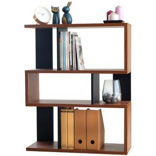 【EASY HOME】厚板三層收納展示書櫃-工業胡桃色+黑色(書櫃 收納櫃 置物櫃 書本收納 展示櫃)