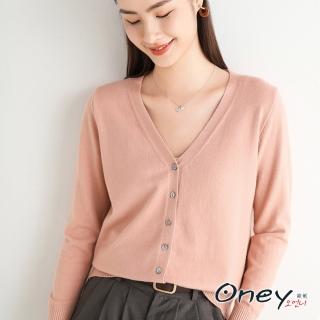【ONEY 歐妮】★氣質V領薄款仿羊絨針織外套(秋冬/針織罩衫/薄款外套/毛衣罩衫)
