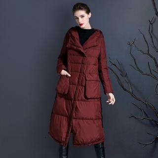【巴黎精品】現貨+預購 真羽絨90%白鴨絨羽絨外套羽絨衣夾克(保暖連帽長款加厚大口袋女外套2色p1au35)