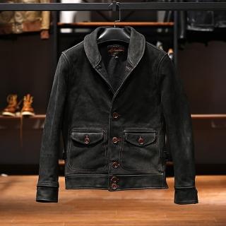 【巴黎精品】現貨+預購 真皮皮衣機車夾克(加厚磨砂牛皮絲瓜領男外套p1ay15)