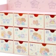 【小禮堂】雙子星 屋型日期多格抽屜盒 - 粉 聖誕系列(平輸品)