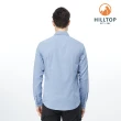 【Hilltop 山頂鳥】男款吸濕快乾抗UV彈性經典素色長袖襯衫 PS05XM67 藍