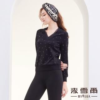 【MYVEGA 麥雪爾】高含棉英文字母亮鑽上衣-黑