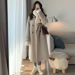 【巴黎精品】現貨+預購 毛呢大衣羊毛外套(保暖寬鬆休閒經典長版女外套p1aq66)