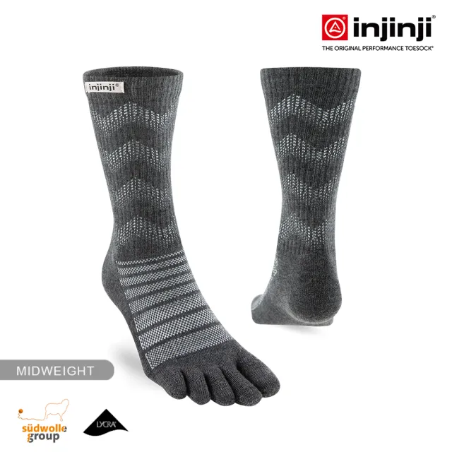 【Injinji】Outdoor戶外避震羊毛五趾中筒襪NX[石板灰]NAA76(避震款 五趾襪 中筒襪 羊毛襪 登山襪 中性款)