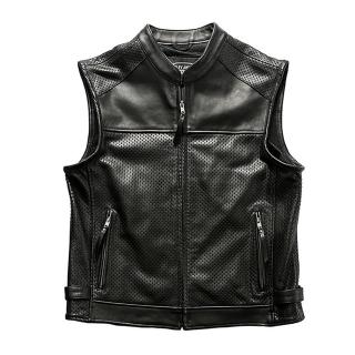 【巴黎精品】現貨+預購 真皮皮衣牛皮背心(哈雷網眼立領馬甲男外套p1ay39)