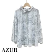 【AZUR】ROSSA 氣質抽繩領花花雪紡上衣-2色