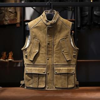 【巴黎精品】現貨+預購 真皮皮衣牛皮背心(立領馬甲加厚多口袋男外套2色p1ay10)
