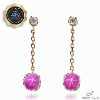 【Hommy Jewelry】閃耀的星｜法國星鑽紅寶石耳環(法國星鑽 貓眼)