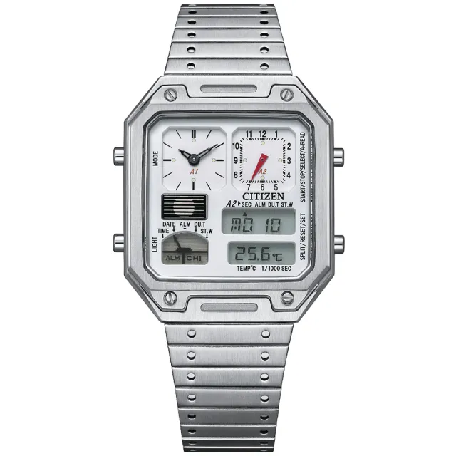 【CITIZEN 星辰】Chronograph系列 型男必備 80年代復刻電子計時腕錶 禮物推薦 畢業禮物(JG2120-65A)
