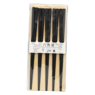 日本製六角筷-黑色-5雙入X2包組(日本筷子)