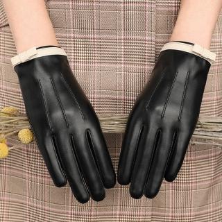 【巴黎精品】現貨+預購 真皮手套觸控手套(短款撞色蝴蝶結羊皮女手套p1bb32)