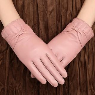 【巴黎精品】現貨+預購 真皮手套觸控手套(蝴蝶結加絨山羊皮女手套4色p1bb39)